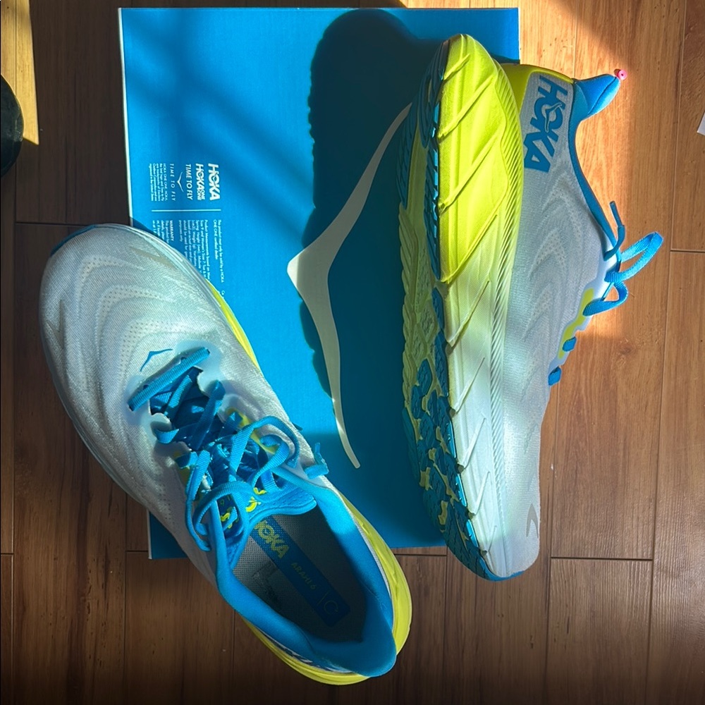 Hoka Athletic Shoes - Blue and Yellow